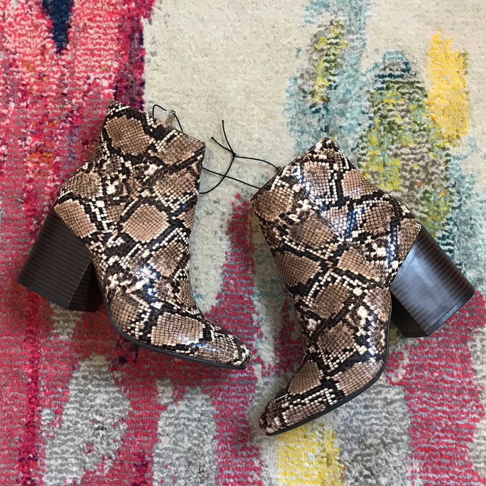 Madden Girl Aaden Snake Skin Heeled Bootie